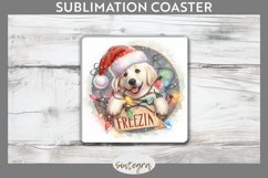 Christmas Vintage Freezin&#039; Lab Entangled Square Coaster Subl Product Image 1