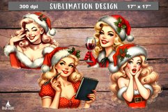 Christmas vintage retro woman clipart Funny christmas 