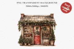 Christmas Vintage Storefront House Santa Winter Shop Clipart  Nursery wall art card making collage printable files xmas decor junk journal sublimation santa watercolor Vintage Christmas Santa House clipart, christmas storefront, winter shop bakery Decor