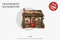 Christmas Vintage Storefront House Santa Winter Shop Clipart  Nursery wall art card making collage printable files xmas decor junk journal sublimation santa watercolor Vintage Christmas Santa House clipart, christmas storefront, winter shop bakery Decor