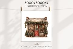Christmas Vintage Storefront House Santa Winter Shop Clipart  Nursery wall art card making collage printable files xmas decor junk journal sublimation santa watercolor Vintage Christmas Santa House clipart, christmas storefront, winter shop bakery Decor