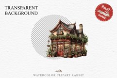 Christmas Vintage Storefront House Santa Winter Shop Clipart  Nursery wall art card making collage printable files xmas decor junk journal sublimation santa watercolor Vintage Christmas Santa House clipart, christmas storefront, winter shop bakery Decor