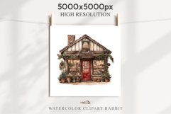 Christmas Vintage Storefront House Santa Winter Shop Clipart  Nursery wall art card making collage printable files xmas decor junk journal sublimation santa watercolor Vintage Christmas Santa House clipart, christmas storefront, winter shop bakery Decor