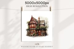 Christmas Vintage Storefront House Santa Winter Shop Clipart  Nursery wall art card making collage printable files xmas decor junk journal sublimation santa watercolor Vintage Christmas Santa House clipart, christmas storefront, winter shop bakery Decor