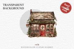 Christmas Vintage Storefront House Santa Winter Shop Clipart  Nursery wall art card making collage printable files xmas decor junk journal sublimation santa watercolor Vintage Christmas Santa House clipart, christmas storefront, winter shop bakery Decor