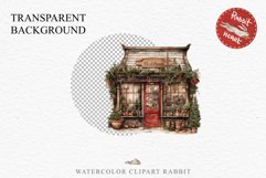 Christmas Vintage Storefront House Santa Winter Shop Clipart  Nursery wall art card making collage printable files xmas decor junk journal sublimation santa watercolor Vintage Christmas Santa House clipart, christmas storefront, winter shop bakery Decor