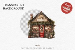 Christmas Vintage Storefront House Santa Winter Shop Clipart  Nursery wall art card making collage printable files xmas decor junk journal sublimation santa watercolor Vintage Christmas Santa House clipart, christmas storefront, winter shop bakery Decor