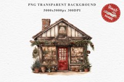 Christmas Vintage Storefront House Santa Winter Shop Clipart  Nursery wall art card making collage printable files xmas decor junk journal sublimation santa watercolor Vintage Christmas Santa House clipart, christmas storefront, winter shop bakery Decor