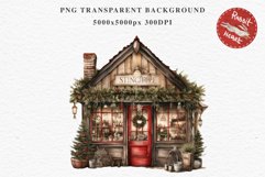 Christmas Vintage Storefront House Santa Winter Shop Clipart  Nursery wall art card making collage printable files xmas decor junk journal sublimation santa watercolor Vintage Christmas Santa House clipart, christmas storefront, winter shop bakery Decor