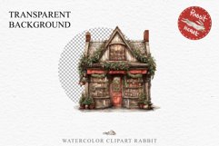Christmas Vintage Storefront House Santa Winter Shop Clipart  Nursery wall art card making collage printable files xmas decor junk journal sublimation santa watercolor Vintage Christmas Santa House clipart, christmas storefront, winter shop bakery Decor