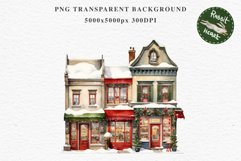 Christmas Vintage Storefront Store House Winter Shop Clipart Nursery wall art card making collage printable files xmas decor junk journal sublimation santa watercolor Vintage Christmas Santa House clipart, candy storefront, winter shop bakery Decor
