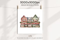 Christmas Vintage Storefront Store House Winter Shop Clipart Nursery wall art card making collage printable files xmas decor junk journal sublimation santa watercolor Vintage Christmas Santa House clipart, candy storefront, winter shop bakery Decor