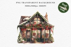Christmas Vintage Storefront Store House Winter Shop Clipart Nursery wall art card making collage printable files xmas decor junk journal sublimation santa watercolor Vintage Christmas Santa House clipart, candy storefront, winter shop bakery Decor