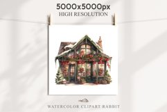 Christmas Vintage Storefront Store House Winter Shop Clipart Nursery wall art card making collage printable files xmas decor junk journal sublimation santa watercolor Vintage Christmas Santa House clipart, candy storefront, winter shop bakery Decor