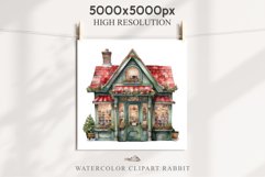 Christmas Vintage Storefront Store House Winter Shop Clipart Nursery wall art card making collage printable files xmas decor junk journal sublimation santa watercolor Vintage Christmas Santa House clipart, candy storefront, winter shop bakery Decor