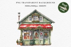 Christmas Vintage Storefront Store House Winter Shop Clipart Nursery wall art card making collage printable files xmas decor junk journal sublimation santa watercolor Vintage Christmas Santa House clipart, candy storefront, winter shop bakery Decor