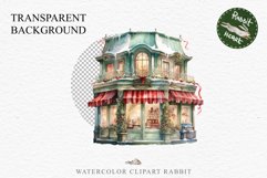 Christmas Vintage Storefront Store House Winter Shop Clipart Nursery wall art card making collage printable files xmas decor junk journal sublimation santa watercolor Vintage Christmas Santa House clipart, candy storefront, winter shop bakery Decor