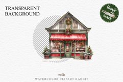 Christmas Vintage Storefront Store House Winter Shop Clipart Nursery wall art card making collage printable files xmas decor junk journal sublimation santa watercolor Vintage Christmas Santa House clipart, candy storefront, winter shop bakery Decor
