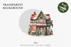 Christmas Vintage Storefront Store House Winter Shop Clipart Nursery wall art card making collage printable files xmas decor junk journal sublimation santa watercolor Vintage Christmas Santa House clipart, candy storefront, winter shop bakery Decor