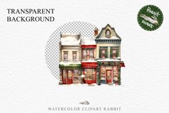 Christmas Vintage Storefront Store House Winter Shop Clipart Nursery wall art card making collage printable files xmas decor junk journal sublimation santa watercolor Vintage Christmas Santa House clipart, candy storefront, winter shop bakery Decor