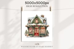 Christmas Vintage Storefront Store House Winter Shop Clipart Nursery wall art card making collage printable files xmas decor junk journal sublimation santa watercolor Vintage Christmas Santa House clipart, candy storefront, winter shop bakery Decor