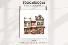 Christmas Vintage Storefront Store House Winter Shop Clipart Nursery wall art card making collage printable files xmas decor junk journal sublimation santa watercolor Vintage Christmas Santa House clipart, candy storefront, winter shop bakery Decor