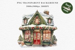 Christmas Vintage Storefront Store House Winter Shop Clipart Nursery wall art card making collage printable files xmas decor junk journal sublimation santa watercolor Vintage Christmas Santa House clipart, candy storefront, winter shop bakery Decor