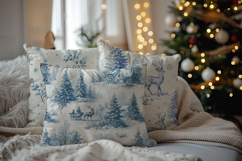 Christmas Story 12 Blue Toile de Jouy Seamless Patterns Product Image 4