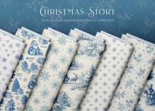 Christmas Story 12 Blue Toile de Jouy Seamless Patterns Product Image 5