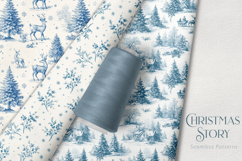 Christmas Story 12 Blue Toile de Jouy Seamless Patterns Product Image 9