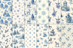 Christmas Story 12 Blue Toile de Jouy Seamless Patterns Product Image 2