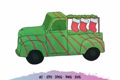 Christmas Vintage Truck Watercolor Product Image 2