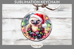 Christmas Vulture v1 Entangled in Lights Round Keychain PNG Product Image 1