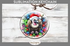 Christmas Vulture v2 Entangled in Lights Round Keychain PNG Product Image 1