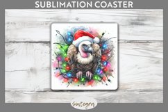 Christmas Vulture v2 Entangled in Lights Square Coaster PNG Product Image 1