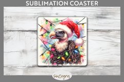 Christmas Vulture v3 Entangled in Lights Square Coaster PNG Product Image 1