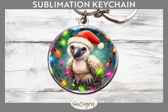 Christmas Vulture v4 Entangled in Lights Round Keychain PNG Product Image 1