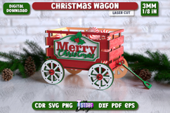 3D Christmas Wagon Laser Cut Design, Decorative Wooden Box Product Image 1