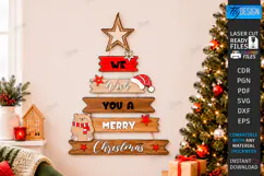 Wooden Christmas Tree Wall Decor Laser Cut | Christmas Signs Product Image 1