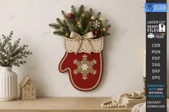 Wooden Christmas Wall Decor Laser Cut | Mitten Laser Cut Product Image 1