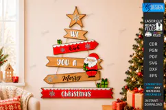 Wooden Christmas Tree Wall Decor Laser Cut | Christmas Signs Product Image 1