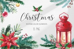 Watercolor Christmas clipart, 35 PNG Product Image 1