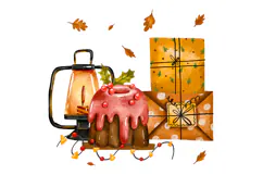 Christmas Cakes Greeting Cards. Winter Holiday Card Product Image 6