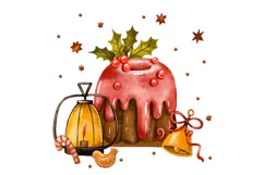 Christmas Cakes Greeting Cards. Winter Holiday Card Product Image 2