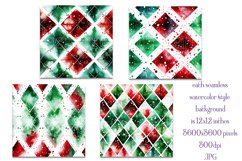 Christmas Patterns, Watercolor Diamond Shapes Patterns, s1 Product Image 2