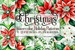 Christmas Patterns, Watercolor Floral Christmas Patterns, 10 Product Image 1