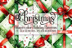 Christmas Patterns, Watercolor Christmas Bows Patterns, s2 Product Image 1