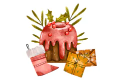 Christmas Cakes Greeting Cards. Winter Holiday Card Product Image 4