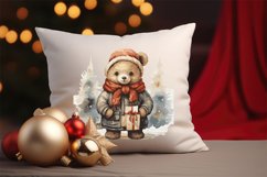 Christmas Watercolor bear illustration