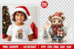 Christmas Watercolor bear clipart png